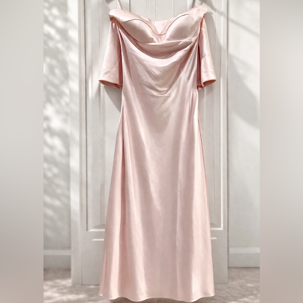 Hello Molly Strapless Satin Gown in Blush Pink - Picture 5 of 5